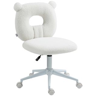 Chaise De Bureau Enfant, Ergonomique, Réglable, Sans Accoudoirs, Polyester, Blanc