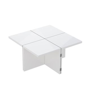 Set 4 Tables Basses Blanches Haute Brillance 81×81×40 Cm Modulables