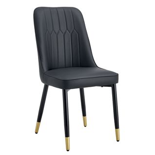 Lot De 2 Chaises De Salle à Manger Moderne Noire Pu, Pieds Métal