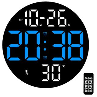 Horloge Murale Multifonctionnelle Simple, Horloge Électronique LED Pour Salon, Bleu, Sans Pile