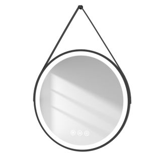 Miroir Lumineux Salle De Bain Rond 80cm Noir Anti-buée Tactile 3 Couleurs De LED Lumières