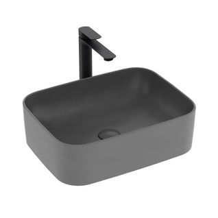 Vasque à Poser Rectangulaire 50,5x38x15 Cm Céramique Gris Foncé Mat Avec Trou Robinet