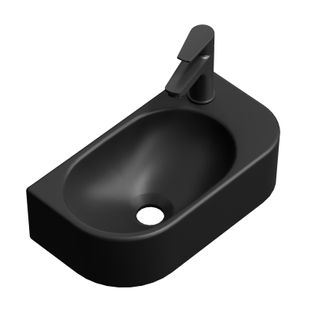 Vasque Suspendue Rectangulaire 400 X 215 X 120 Mm Céramique Noir Mat, Trou Pour Robinet à Gauche