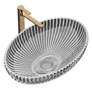 Vasque à Poser Ovale, 510 X 350 X 150 Mm, Lavabo En Verre Transparent, Design Montage Sur Comptoir