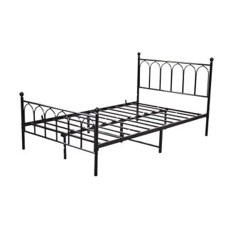 Lit Simple Lit Enfant 90x200 Cm, Cadre De Lit En Métal, Noir