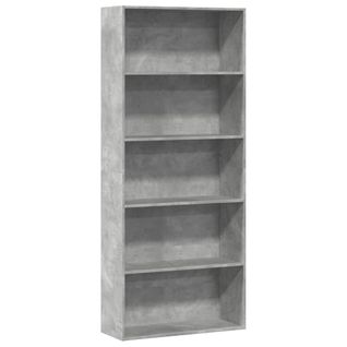 Bibliothèque Gris Béton 80x30x189 Cm Bois D'ingénierie