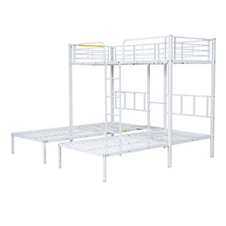 Cabane Enfants 90x200 Superposé Simple Triple Étagé, Avec Échelle, Protection Anti Chute, Blanc
