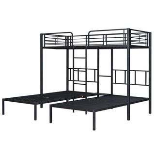 Cabane Enfants 90x200 Superposé Simple Triple Étagé, Avec Échelle, Protection Anti Chute, Noir