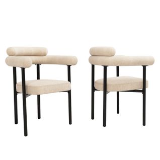Lot De 2 Chaises De Salle à Manger Modernes, Sièges Confortables Avec Anneaux, Salon Et Bureau,beige