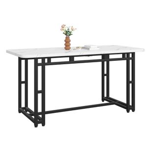 Table Moderne 140x80 Cm, Design Élégant, Pieds Métalliques Noirs Pour Salle à Manger Et Cuisine