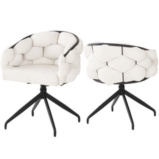 Lot De 2 Chaises Pivotantes En Velours, Modernes Et Ergonomiques, 360°, Salon/salle à Manger, Beige