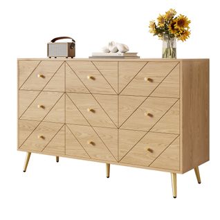 Commode Moderne Avec 9 Tiroirs Et Pieds En Métal