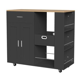 Desserte à Roulettes, Chariot Cuisine Rangement, Support à Épices 3 Niveaux, Étagère Ouverte, Noir