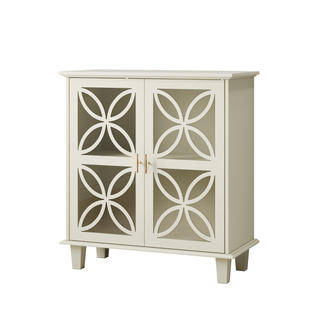 Buffet Avec Étagères Réglables - Console  Moderne Rétro - Avec Deux Portes - Crème