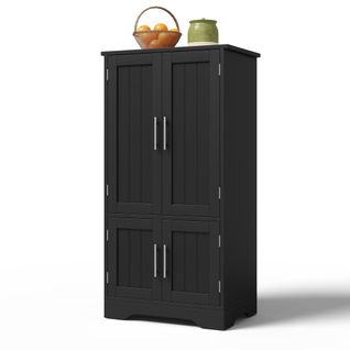Buffet Cuisine Avec 4 Portes, 180×80×40 Cm, Avec 4 Compartiments Pour Salle à Manger, Noir