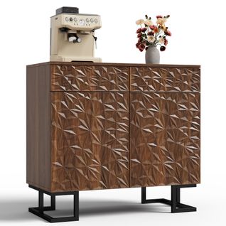 Buffet Commode En Mdf 80×40×78cm Avec 2 Portes, 2 Tiroirs Rangement - Pour Cuisine Et Salon