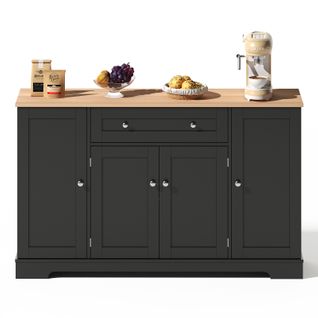 Buffet Cuisine Multifonctionnel, Armoire De Rangement Avec Tiroir, Étagères, 138 X 40 X 85cm, Noir