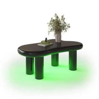 Table Basse En Mdf Noir Effet Nuage Avec  LED 16 Couleurs Et Tiroirs - Avec Espace De Rangement