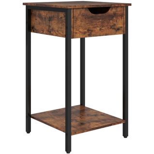 Bout De Canapé, Table Basse De Salon Avec Tiroir Et Étagère, Marron Rustique