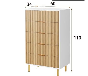 Commode 5 Tiroirs Design Moderne, Meuble De Rangement Kaki Pour Chambre, Salon Ou Couloir