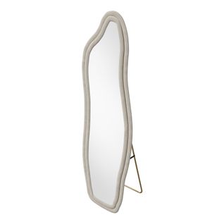 Miroir Pleine Longueur, Miroir De Sol Motif Vague Irrégulière, Avec Support Vague, 50 X 160 Cm,blanc