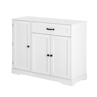 Buffet Moderne Et Élégant Blanc Avec 3 Portes Et 1 Tiroir, Pour Salon, Salle à Manger Ou Entrée