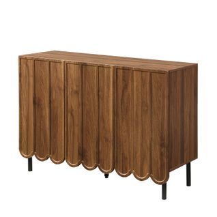 Buffet Moderne En Bois Avec Portes Ondulées – 120x35x80 Cm – Pour Salon, Couloir Et Salle à Manger