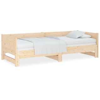 Lit Coulissant Lit Enfant Contemporain - Lit Double Bois De Pin Solide 2x(90x190) Cm