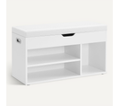 Banc Rangement Chaussures VOWNER Avec Coussin - Meuble Entrée 106x31x52cm Blanc, Étages Réglables