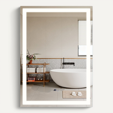 Miroir Lumineux Salle De Bain 50x70 Cm LED Mural Ip44 Interrupteur Tactile Horloge Réglable