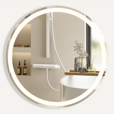Miroir Lumineux Salle De Bain Rond 50 Cm LED, Mural Interrupteur Tactile Ip44 Réglable 3000k-6500k