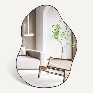 Miroir Mural Décoratif Avec Cadre Métallique, Forme Irrégulière (78 X 56,5 Cm,noir) Miroir Mural Décoratif Avec Cadre Métallique, Forme Irrégulière (78 X 56,5 Cm,noir)