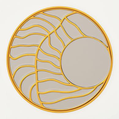Miroir Mural Rond Ø80 Cm, Cadre Irrégulier, 2 Crochets, Vis D'expansion Incluses, Doré
