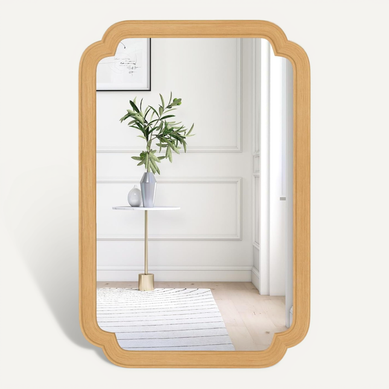 Miroir Mural Rectangulaire 90 X 60 Cm, Cadre En Bois, Montage Verticale/horizontale, Naturel