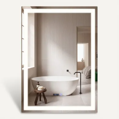 Miroir De Salle De Bain 60*80CM Avec Éclairage LED Salle De Bain Avec Fonction Tactile