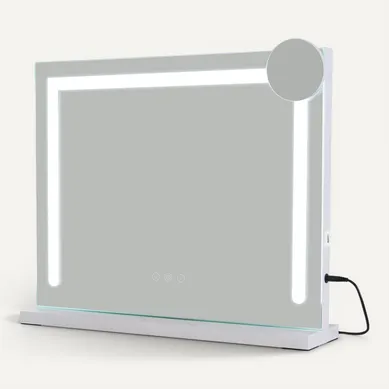 Miroir De Maquillage éclairé 50x40cm Avec 3 Modes De Lumière Colorée Et Intensité Variable