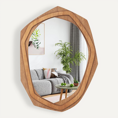 Miroir Mural Rustique Avec Cadre En Bois, Miroir Décoratif De Style Vintage, 66 X 89,5 Cm, Naturel
