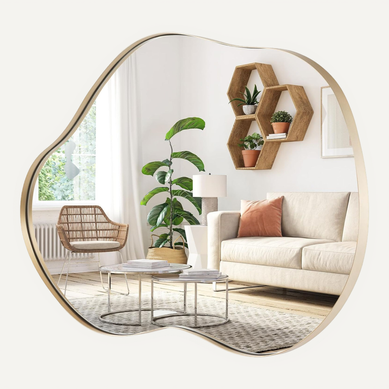 Miroir Mural Décoratif, Miroir Mural Moderne Avec Cadre Métallique, Chambre (or, 56 X 78 Cm)