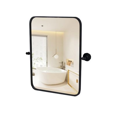 Miroir Salle De Bain 76,5 × 56 Cm, Miroir Mural Rectangulaire Pivotant, Films Antidéflagrant