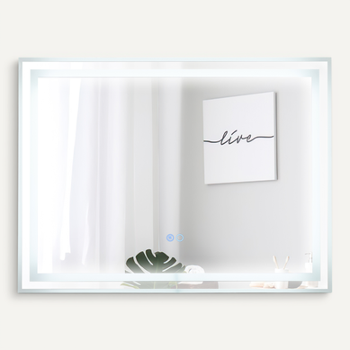 Miroir Salle De Bain Avec Eclairage 80 X 60 Cm, Miroir Mural 3 Couleurs Luminosité Réglable