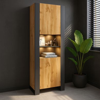 Vitrine Vaisselier Marron En Bois Et Verre - 169x111x54 Cm - Livrée Assemblée - Occasion
