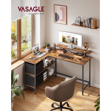 Desk Bureau d'angle VASAGLE avec étagères – Design Industriel