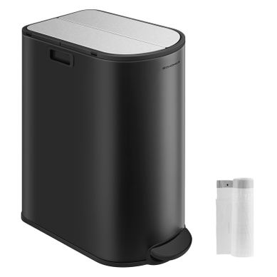 Poubelle De Tri 3 Compartiments 60L Pour Cuisine - Inox Anti-traces, Pédales Indépendantes, Fermeture Silencieuse