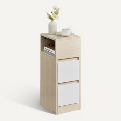 Table D'appoint VASAGLE Avec Panier En Tissu - Design Moderne, Blanc & Marron