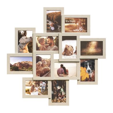 Cadres Pêle-mêle, 12 Cadres Pour Photos 10x15 Cm, Galerie Photo Murale, Multi-cadres, Beige Naturel