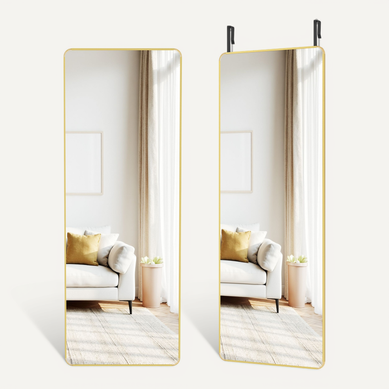 Miroir Intégral Suspendu, 120 X 40 Cm, Cadre En Alliage D'aluminium, Verre Trempé,doré