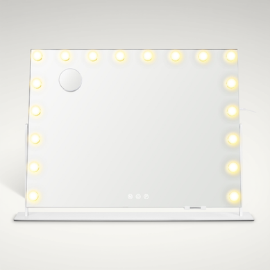 Miroir De Maquillage, Avec Ports De Charge, 18 Ampoules, Miroir Grossissant, 80 X 60 Cm, Blanc Miroir De Maquillage, Avec Ports De Charge, 18 Ampoules, Miroir Grossissant, 80 X 60 Cm, Blanc