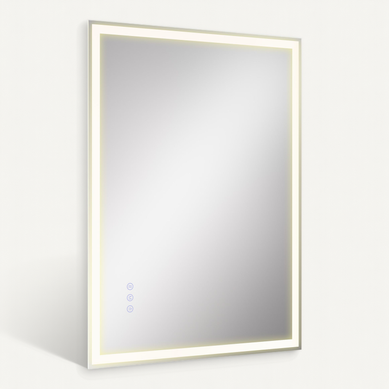 Miroir Mural Lumineux Rectangulaire, Anti-buée Et Réglable, 80,7 X 60,7 Cm, Blanc