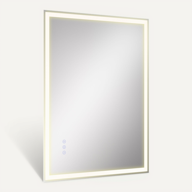 Miroir Mural Lumineux Rectangulaire, Anti-buée Et Réglable, 70,7 X 50,7 Cm, Blanc
