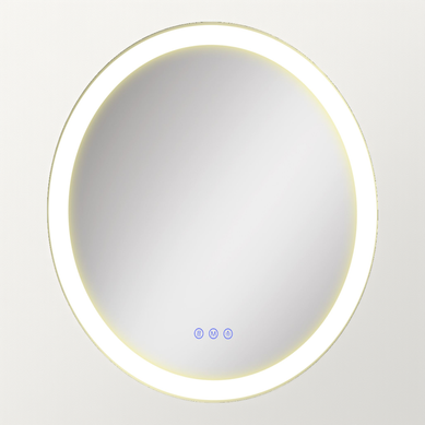 Miroir Mural Rond Lumineux, Anti-buée, Luminosité Et Température Réglables, 51 Cm, Blanc